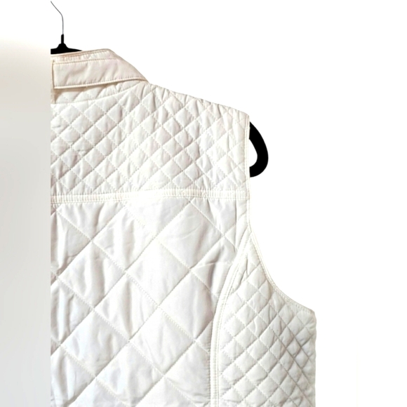 Crown & Ivy White Quilted Puffer Vest Gold Zip up w/ Zip Pockets Collar Size XXL - Picture 8 of 16